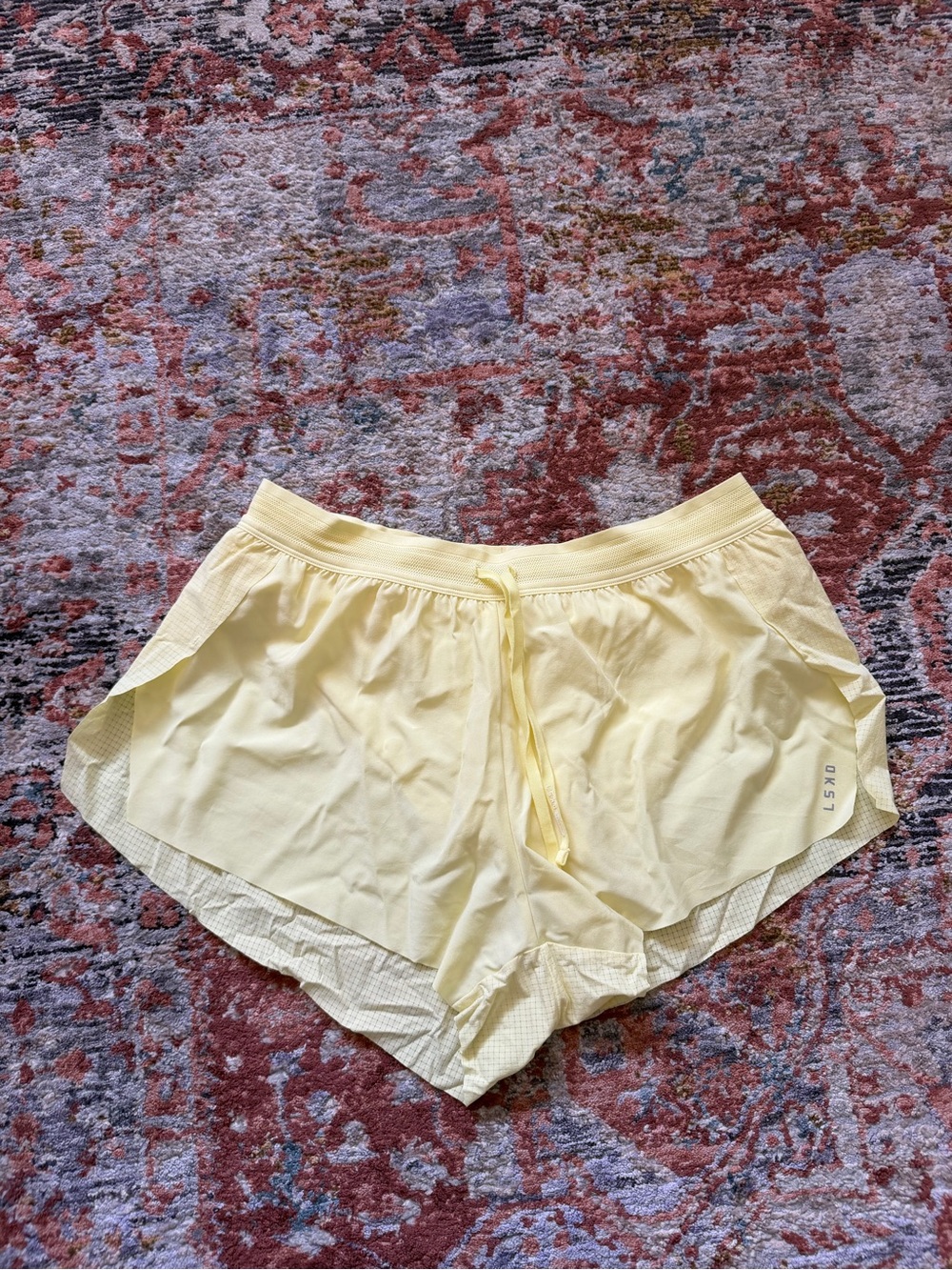 Women's Athletic Running Shorts - Light Yellow - Picture 3 of 4